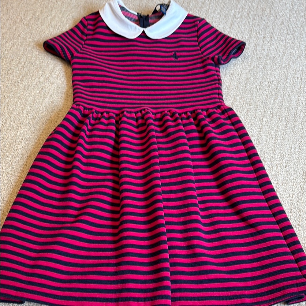 Polo by Ralph Lauren Pink and Navy Striped Dress